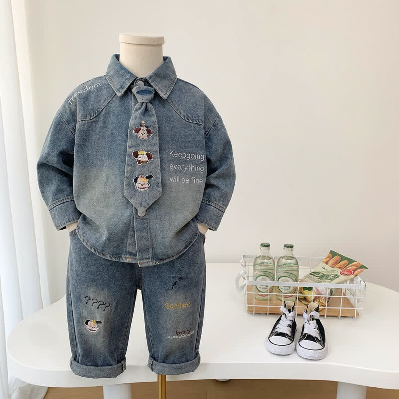 KEEP GOING EVERYTHING WILL BE FINE。幼児男の子用デニムタイシャツ2点セット - image 1