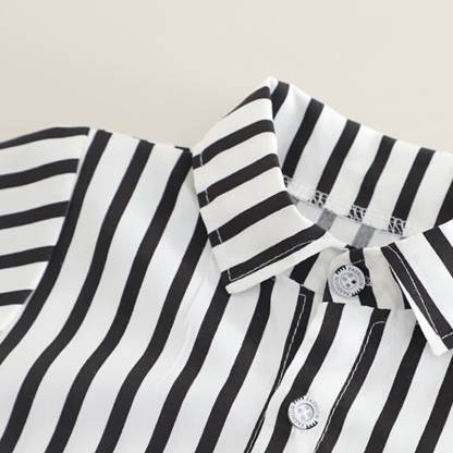 幼児男の子用アシンメトリーベストとストライプシャツの3点セット - image 9