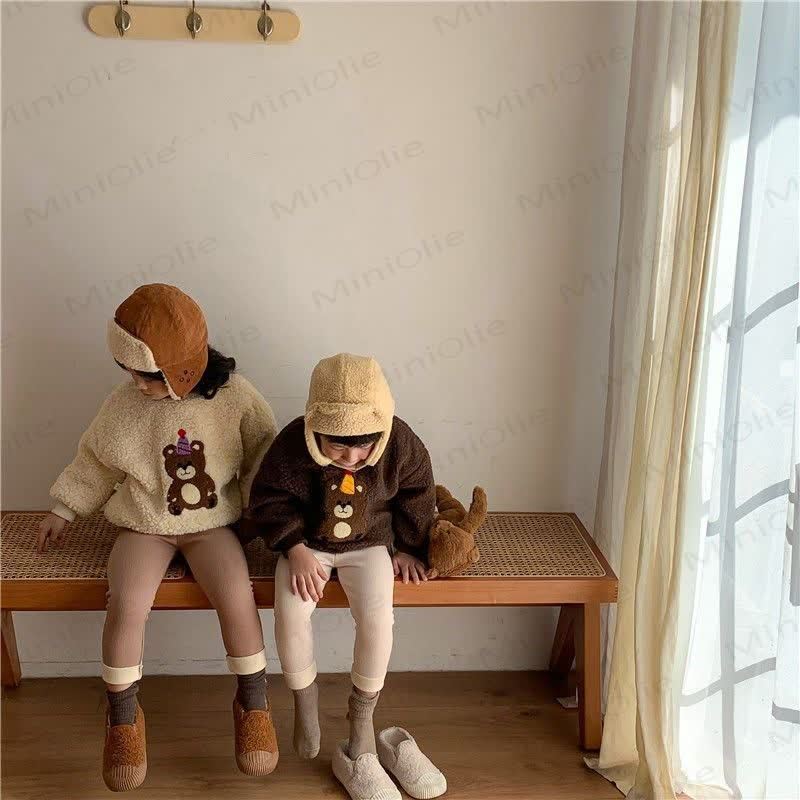 幼児用クマのワッペン付きリブ編みフリース裏地付きレギンス - image 16