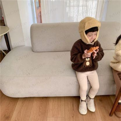 幼児用クマのワッペン付きリブ編みフリース裏地付きレギンス - image 15
