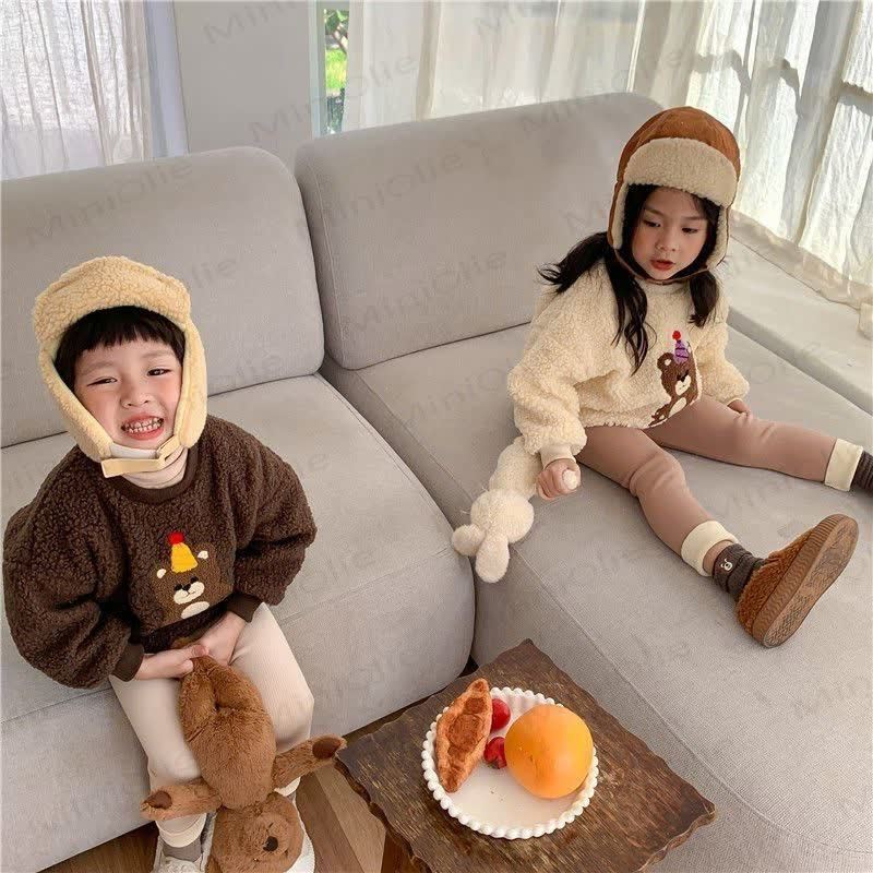 幼児用クマのワッペン付きリブ編みフリース裏地付きレギンス - image 18
