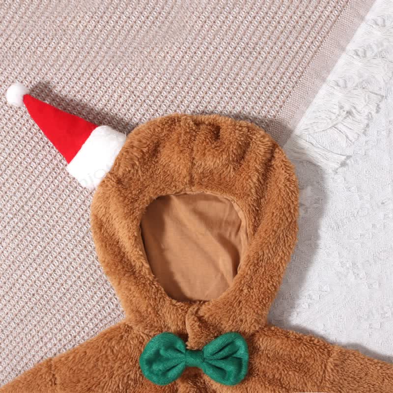 ベビー用ジンジャーブレッドフード付きぬいぐるみクリスマスロンパース - image 3