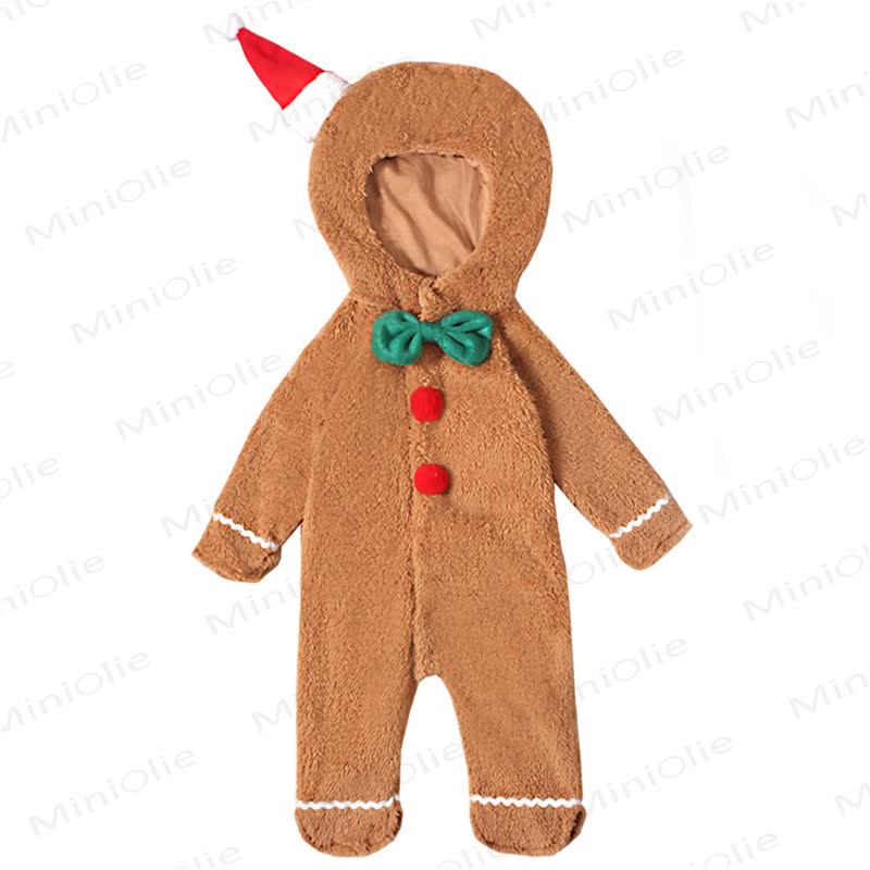 ベビー用ジンジャーブレッドフード付きぬいぐるみクリスマスロンパース - image 6
