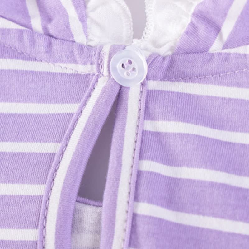 幼児用女の子向けパープルストライプトップスとフレアパンツのツーピースセット - image 4