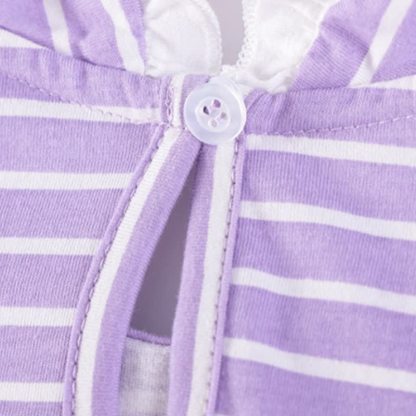 幼児用女の子向けパープルストライプトップスとフレアパンツのツーピースセット - image 4