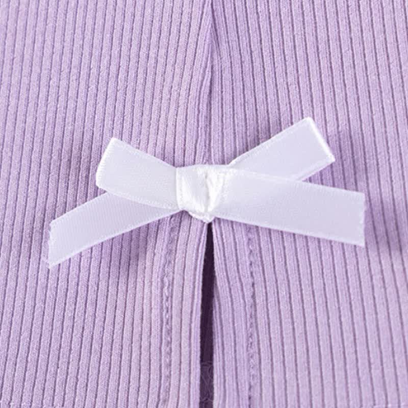 幼児用女の子向けパープルストライプトップスとフレアパンツのツーピースセット - image 8