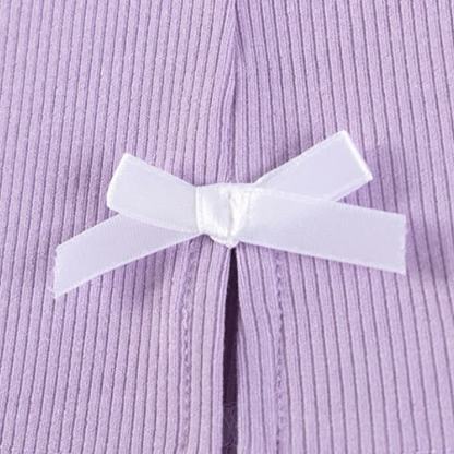 幼児用女の子向けパープルストライプトップスとフレアパンツのツーピースセット - image 8