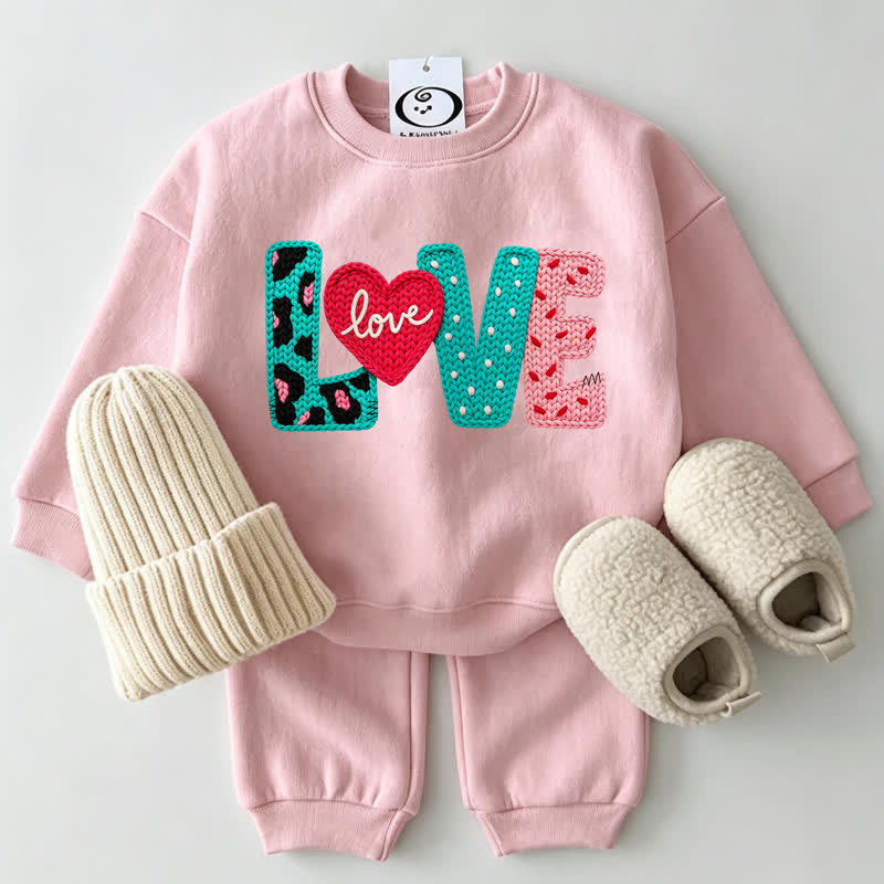 LOVEベビーピンク スウェットシャツ 2点セット - ピンク - 2～3歳 - image 1