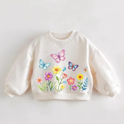 ベビー・幼児用 蝶と花柄プリント クリームスウェットシャツ - クリーム - 3～5歳 - image 1