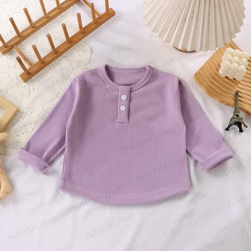幼児向け 複数色展開 カジュアル モックネック 長袖Tシャツ - ライラック - 10-11歳 - image 3