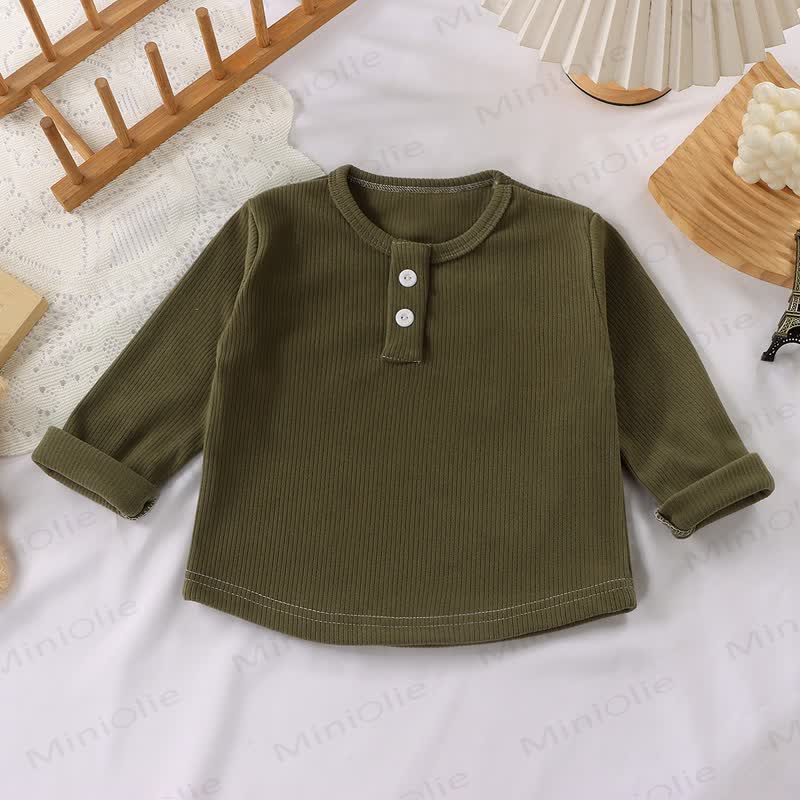 幼児向け 複数色展開 カジュアル モックネック 長袖Tシャツ - ダークグリーン - 10-11歳 - image 4