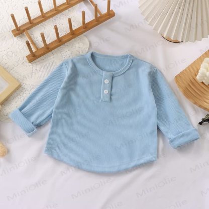 幼児向け 複数色展開 カジュアル モックネック 長袖Tシャツ - ワセット - 10-11歳 - image 5