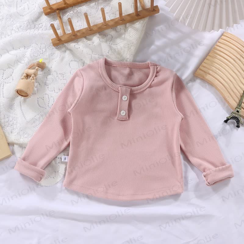 幼児向け 複数色展開 カジュアル モックネック 長袖Tシャツ - ピンク - 10-11歳 - image 8