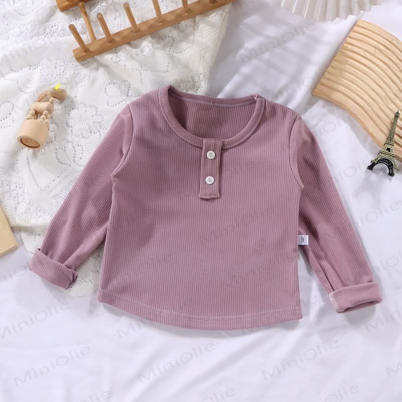 幼児向け 複数色展開 カジュアル モックネック 長袖Tシャツ - 紫 - 10-11歳 - image 9