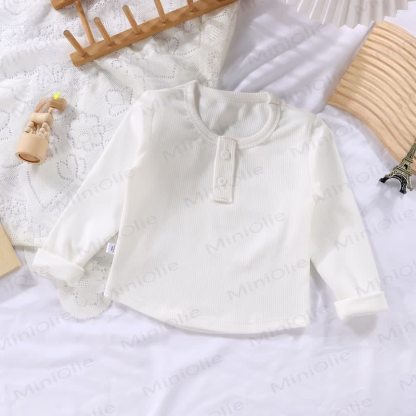幼児向け 複数色展開 カジュアル モックネック 長袖Tシャツ - 白 - 10-11歳 - image 12