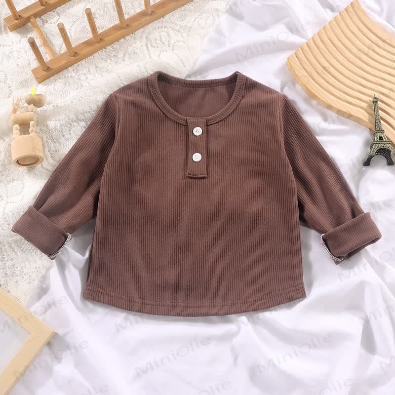 幼児向け 複数色展開 カジュアル モックネック 長袖Tシャツ - コーヒー - 10-11歳 - image 13