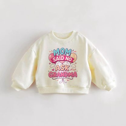MOM SAID NO ASK GRANDMA幼児用バルーンクリームスウェットシャツ - クリーム - 3～5歳 - image 1