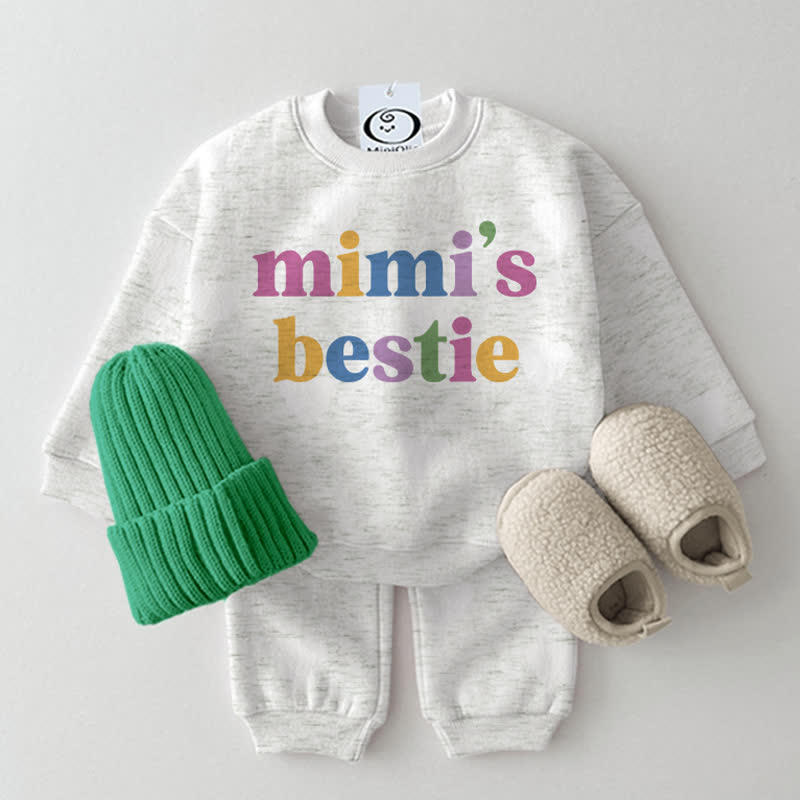 MIMI'S BESTIEベビーライトグレースウェットシャツ 2点セット - ライトグレー - 2～3歳 - image 1