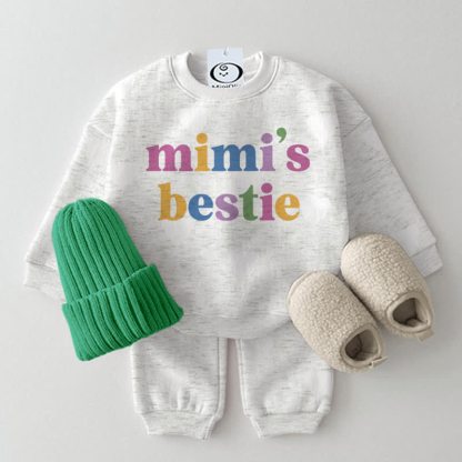 MIMI'S BESTIEベビーライトグレースウェットシャツ 2点セット - ライトグレー - 2～3歳 - image 1