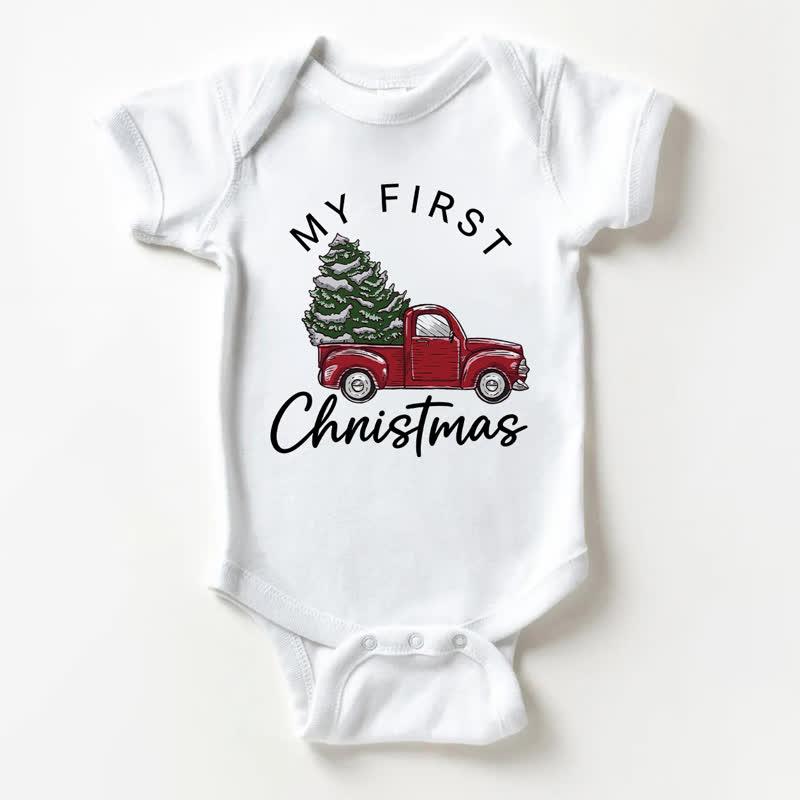 MY FIRST CHRISTMASのクリスマス ベビー用クリスマスツリートラック ホワイトボディスーツ - 白 - 18～24ヶ月 - image 1