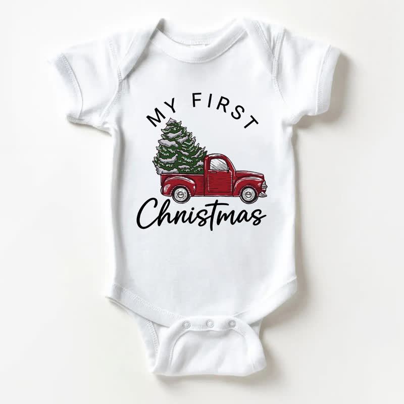MY FIRST CHRISTMASのクリスマス ベビー用クリスマスツリートラック ホワイトボディスーツ - 白 - 18～24ヶ月 - image 1