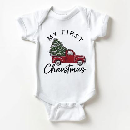 MY FIRST CHRISTMASのクリスマス ベビー用クリスマスツリートラック ホワイトボディスーツ - 白 - 18～24ヶ月 - image 1