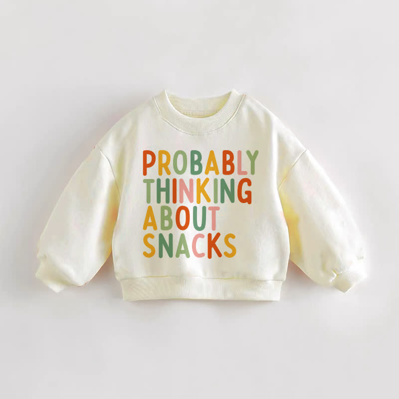 PROBABLY THINKING ABOUT SNACKS幼児用クリームスウェットシャツ - クリーム - 3～5歳 - image 1