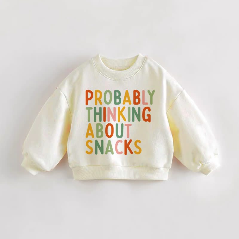 PROBABLY THINKING ABOUT SNACKS幼児用クリームスウェットシャツ - クリーム - 3～5歳 - image 1