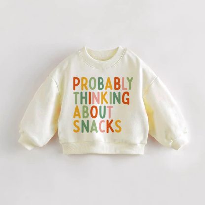 PROBABLY THINKING ABOUT SNACKS幼児用クリームスウェットシャツ - クリーム - 3～5歳 - image 1