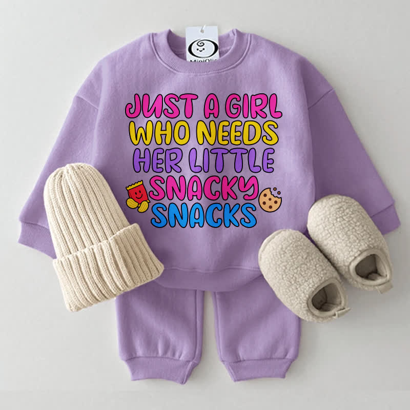 JUST A GIRL WHO NEEDS HER LITTLE SNACKY SNACKSシャツ2点セット - 紫 - 2～3歳 - image 2