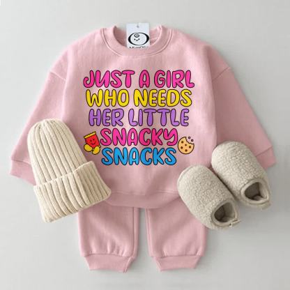 JUST A GIRL WHO NEEDS HER LITTLE SNACKY SNACKSシャツ2点セット - ピンク - 2～3歳 - image 1
