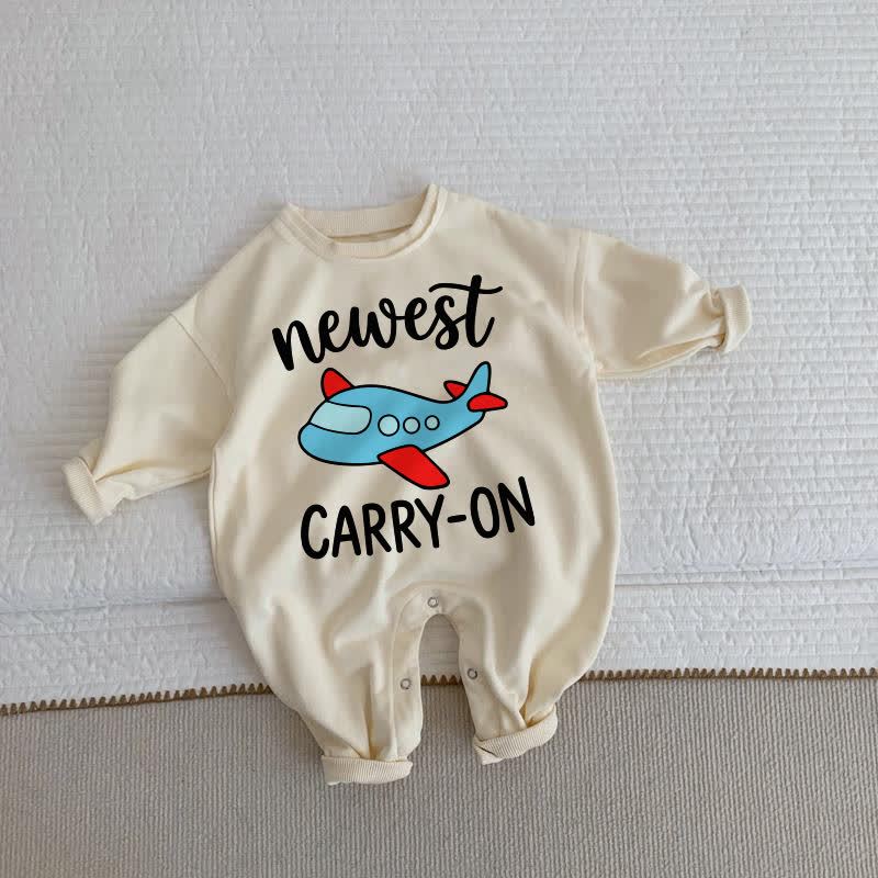 NEWESTの機内持ち込み可能なベビー幼児用飛行機柄ベージュロンパース - ベージュ - 2～3歳 - image 1