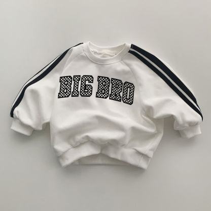 BIG BROベビー用 ブラックストライプ袖 ホワイトスウェットシャツ - 白 - 2～3歳 - image 1