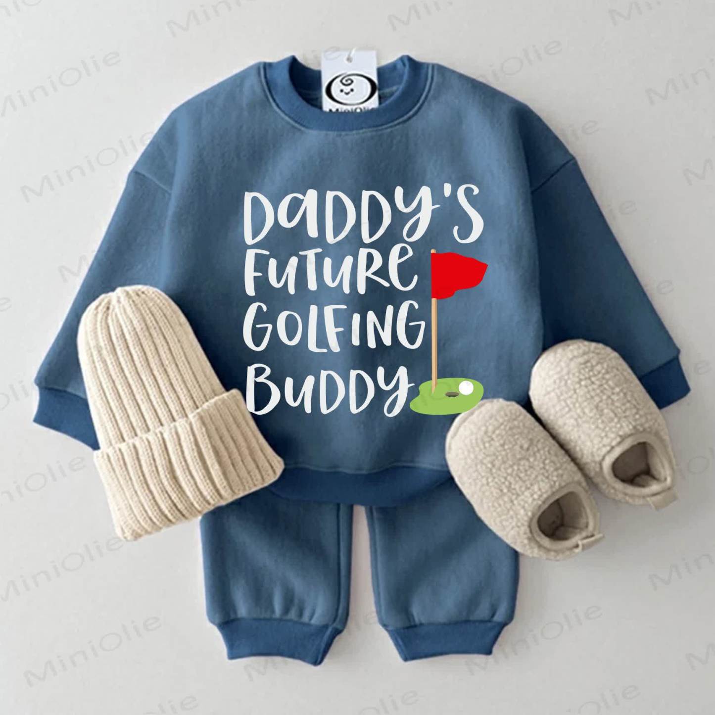 DADDY'S FUTURE GOLFING BUDDYベビー用スウェットシャツ 2点セット ブルー - 青 - 2～3歳 - image 1