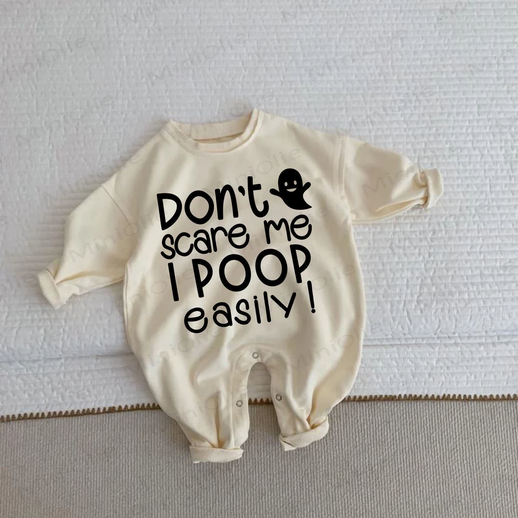  怖がらせないで！MEは簡単にI POOP！ ベビー幼児用ベージュロンパース - ベージュ - 2～3歳 - image 1