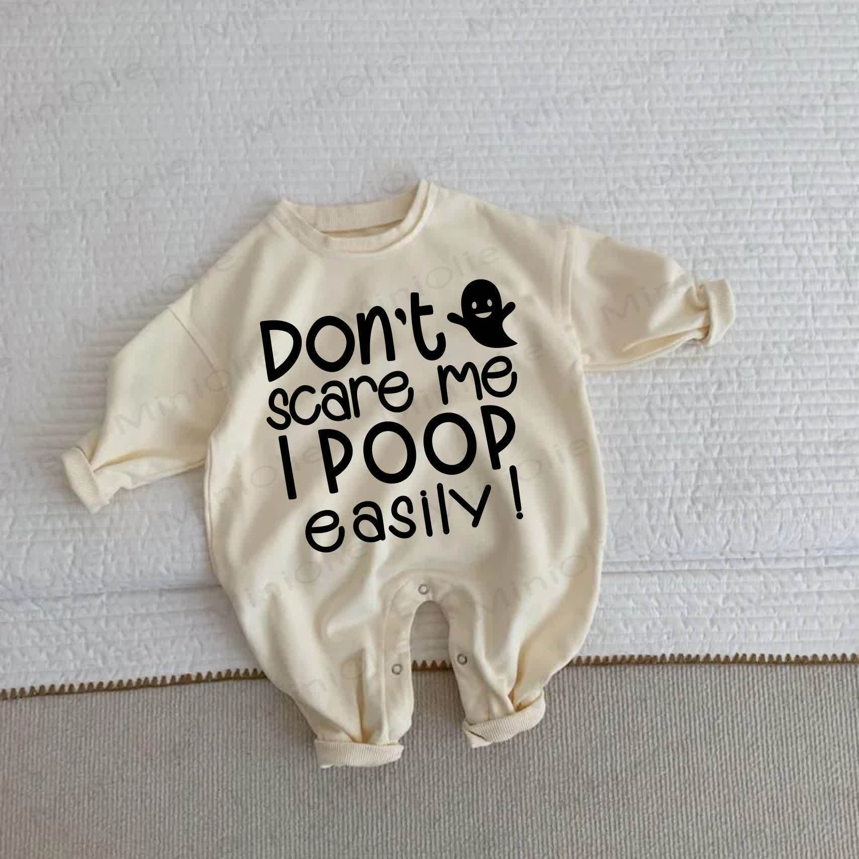 怖がらせないで！MEは簡単にI POOP！ ベビー幼児用ベージュロンパース - ベージュ - 2～3歳 - image 1