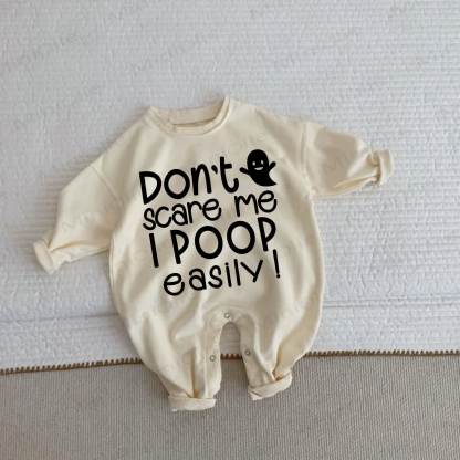  怖がらせないで！MEは簡単にI POOP！ ベビー幼児用ベージュロンパース - ベージュ - 2～3歳 - image 1