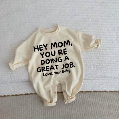 HEY MOM, YOU RE DOING A GREAT JOB. LOVE, YOUR BABY.ベビー幼児用ベージュロンパース - ベージュ - 2～3歳 - image 1