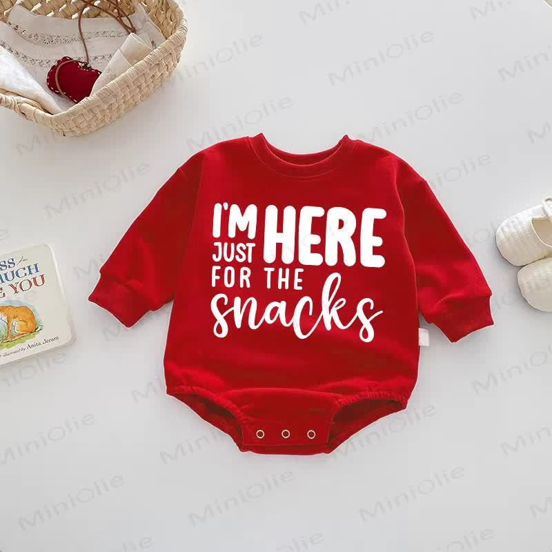 I'M HERE JUST FOR THE SNACKS！ベビーレッドボディスーツ - 赤 - 18～24ヶ月 - image 1