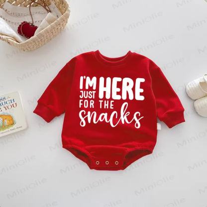 I'M HERE JUST FOR THE SNACKS！ベビーレッドボディスーツ - 赤 - 18～24ヶ月 - image 1