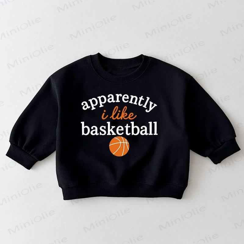 APPARENTLY I LIKE BASKETBALL幼児用黒スウェットシャツ - 黒 - 3～5歳 - image 1
