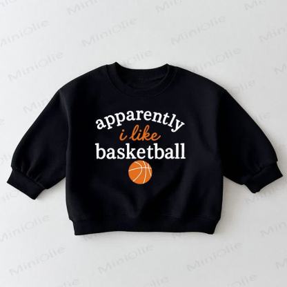  APPARENTLY I LIKE BASKETBALL幼児用黒スウェットシャツ - 黒 - 3～5歳 - image 1