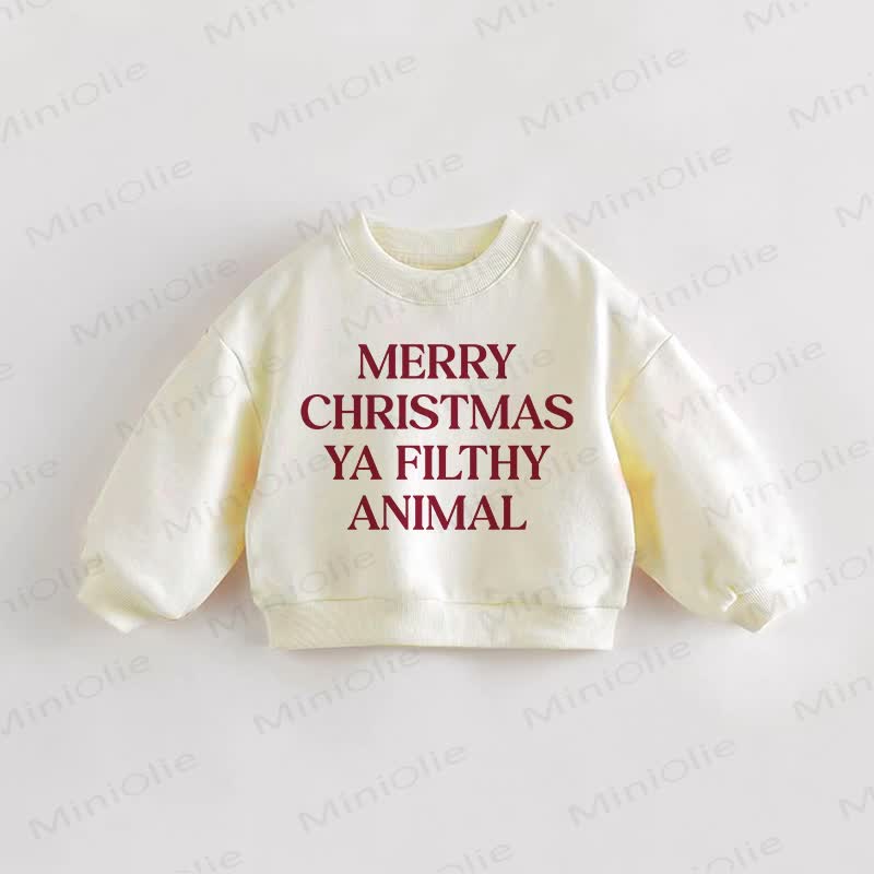 MERRY CHRISTMAS YA FILTHY ANIMAL幼児用クリームスウェットシャツ - クリーム - 3～5歳 - image 1