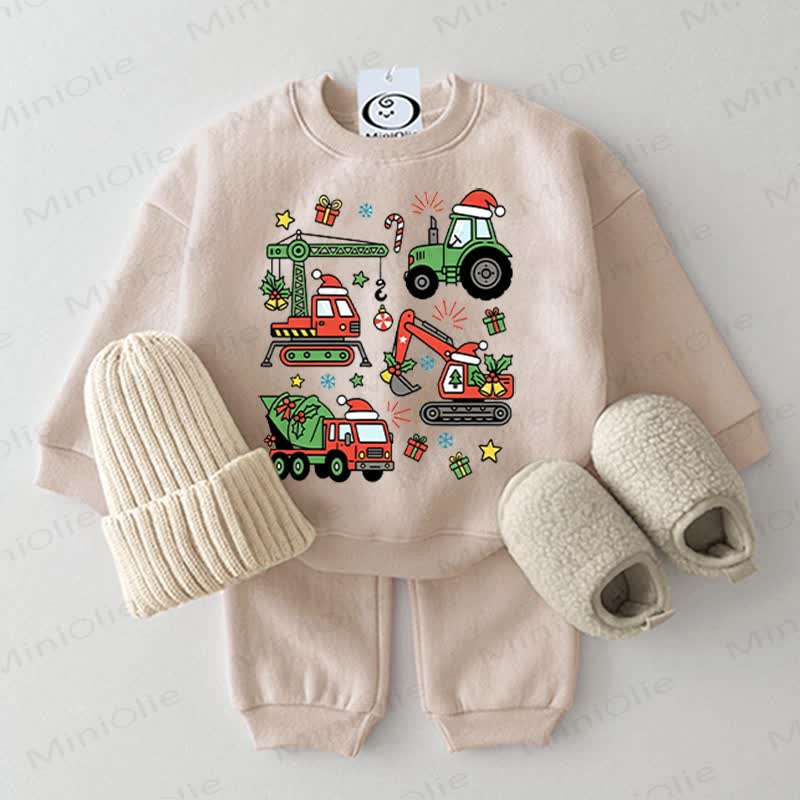 ベビー用クリスマス乗り物柄スウェットシャツ2点セット - image 1