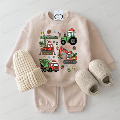 ベビー用クリスマス乗り物柄スウェットシャツ2点セット - image 1
