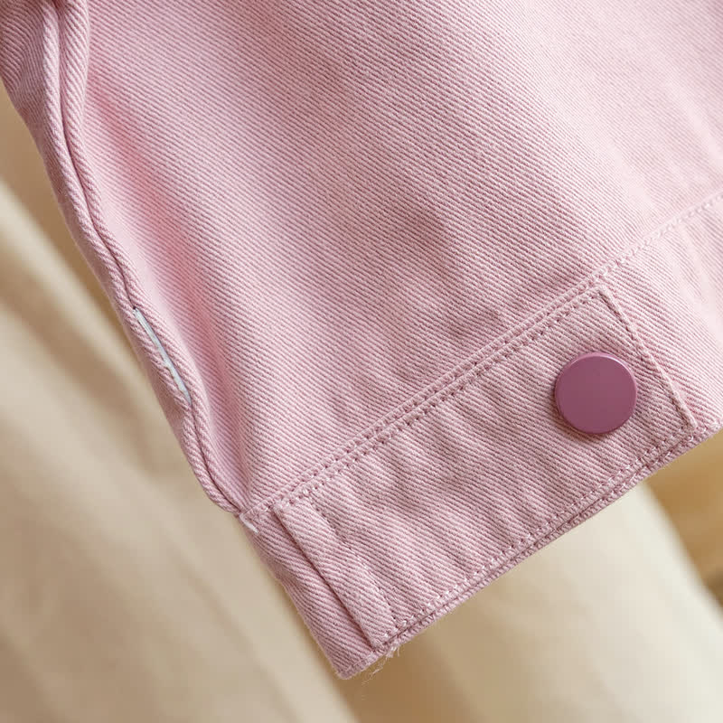 幼児用女の子向けピンクコントラストカラー猫ポケットジャケット - image 7