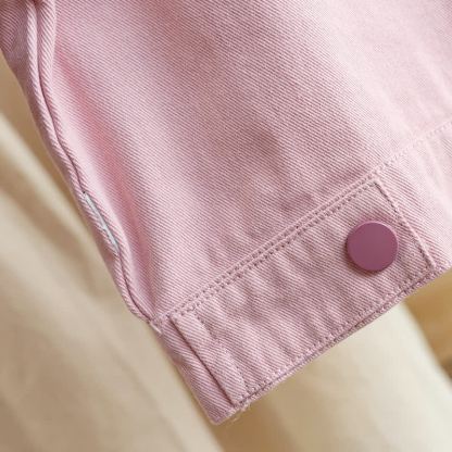 幼児用女の子向けピンクコントラストカラー猫ポケットジャケット - image 7