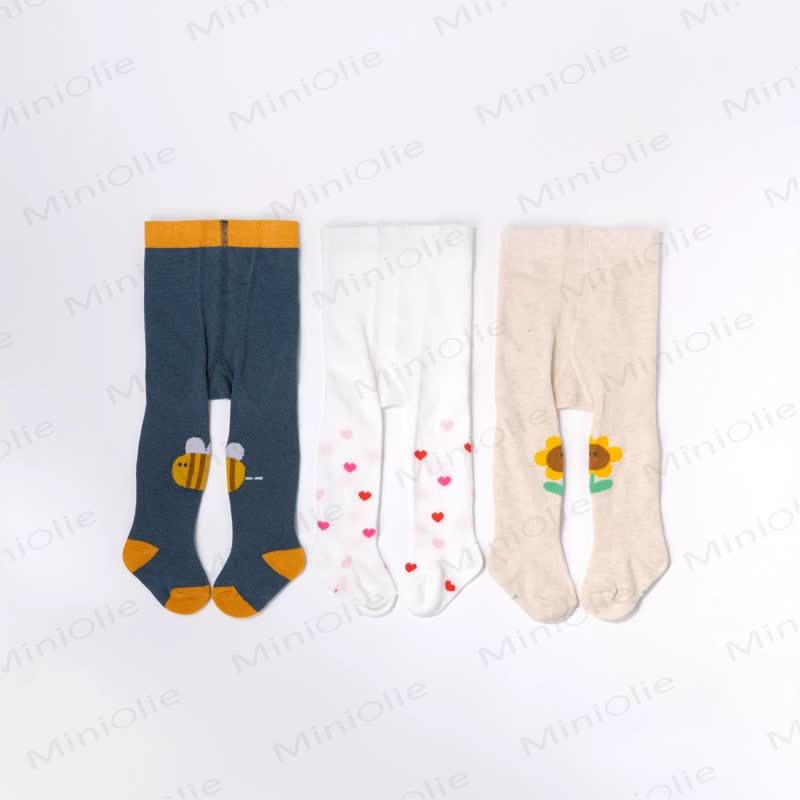 ベビー用ミックスプリント足つきレギンス 3枚セット - image 1