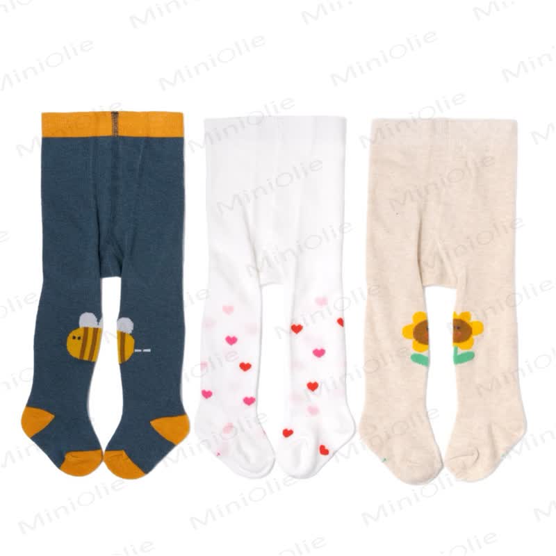 ベビー用ミックスプリント足つきレギンス 3枚セット - ミツバチとハートと花 - 2-3Y - image 5