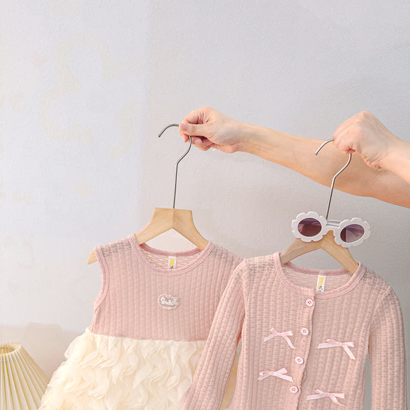 ベビー・幼児用女の子向けピンクのリボン付きニットカーディガンとチュールDressの2点セット - image 4